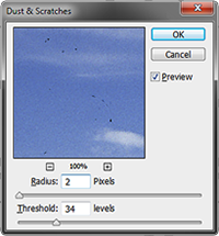 Dust and Scratches dialog box